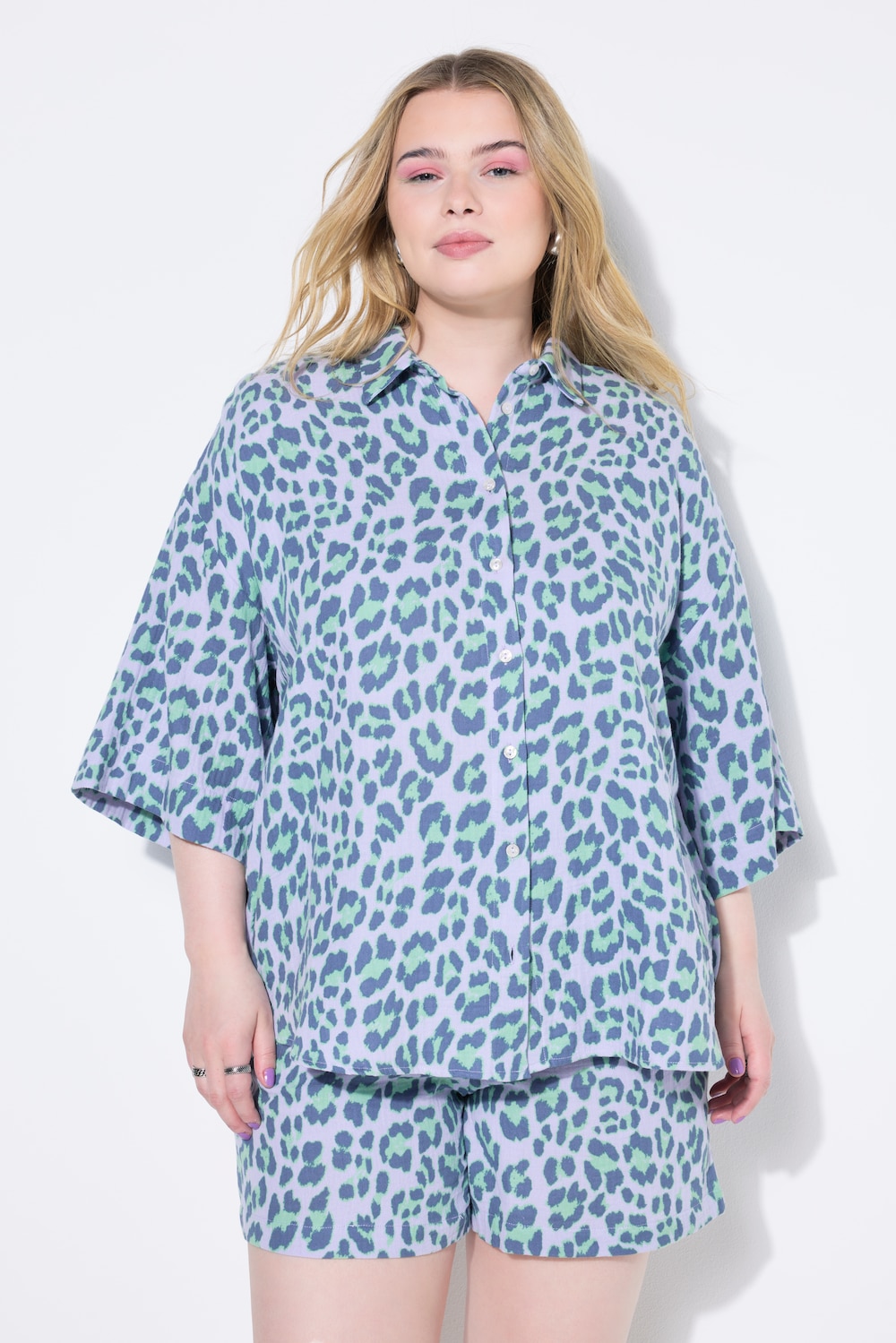 Große Größen Musselin-Bluse, Damen, lila, Größe: 42/44, Baumwolle, Studio Untold