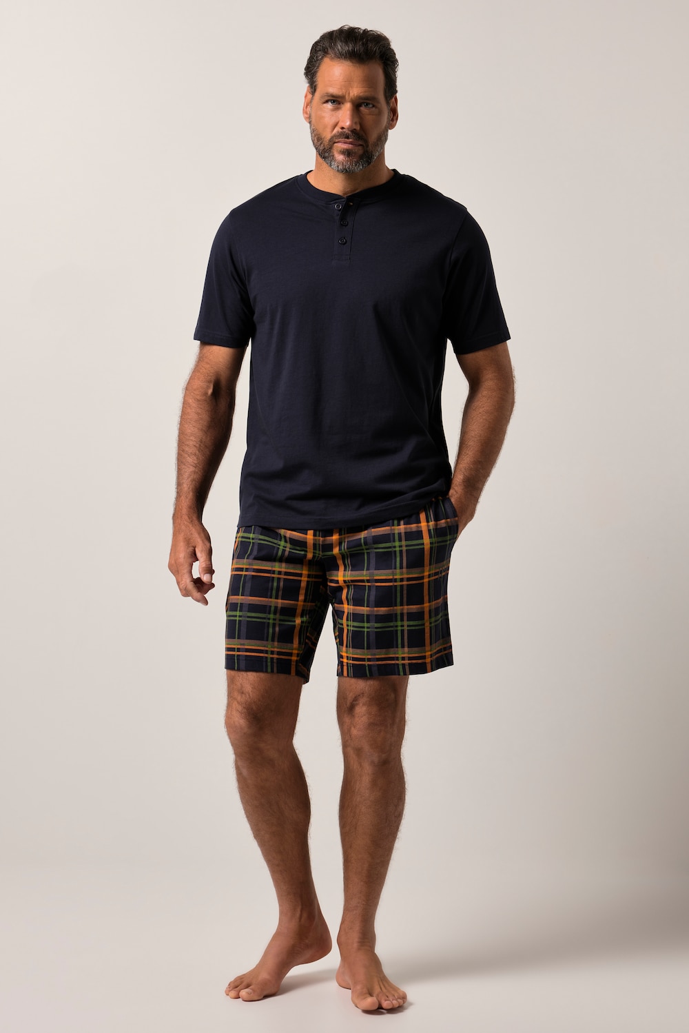 JP1880 Schlafanzug, Homewear, Zweiteiler, Henley, bis 8 XL