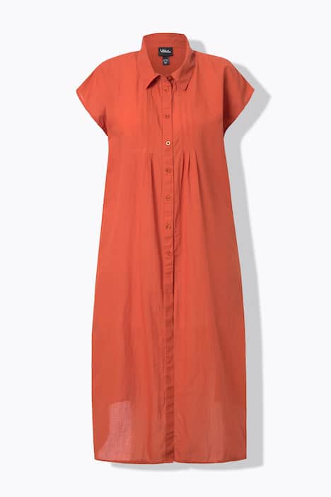 Długa bluzka, zaszewki, krój trapezowy, kołnierzyk koszulowy, rękaw 1/2