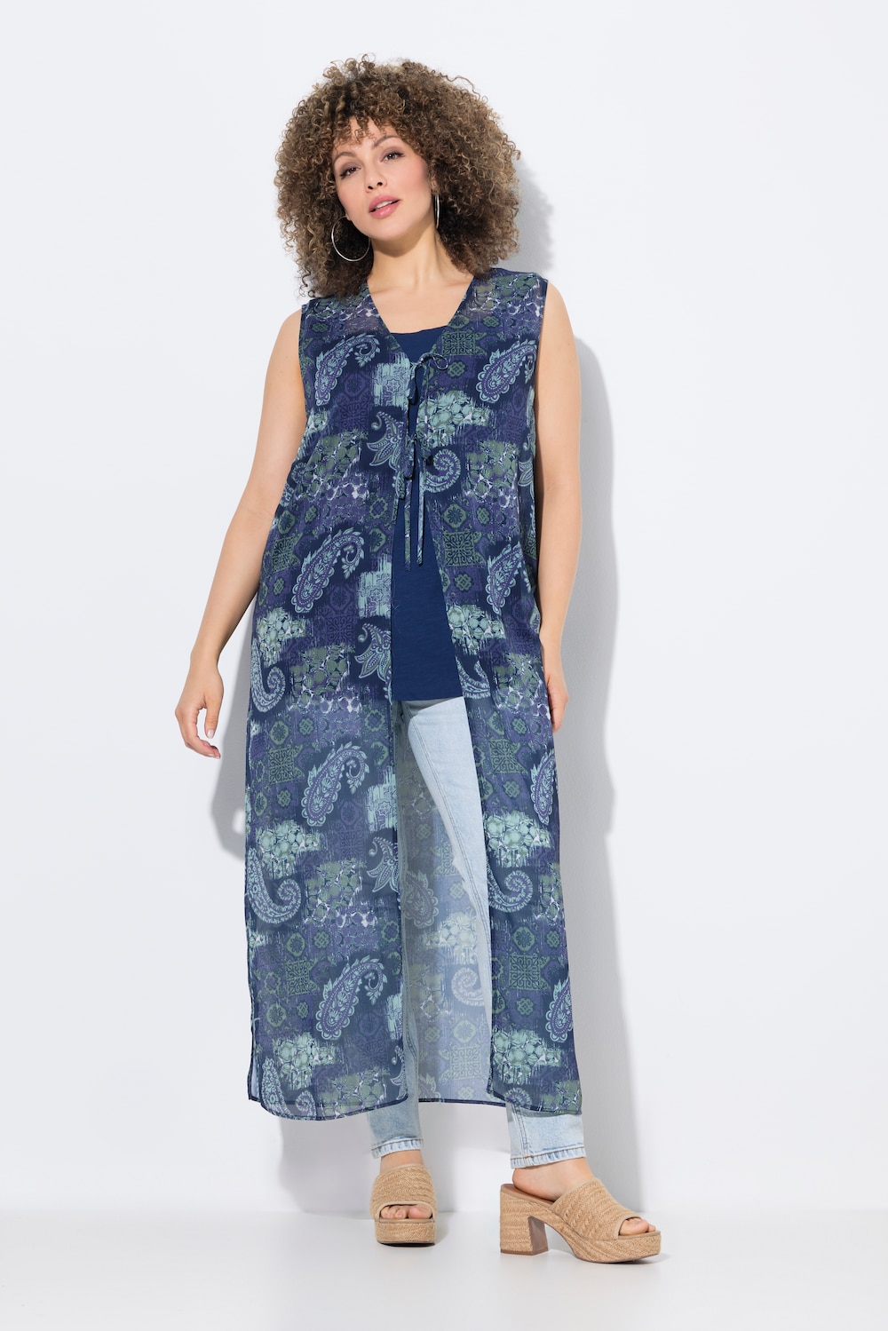 Große Größen Longbluse, Damen, blau, Größe: 42/44, Polyester, Ulla Popken