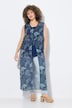 Longbluse, Patchmuster, A-Linie, ärmellos