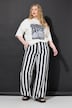 Mousseline broek, wijde pijpen, strepen, elastische tailleband