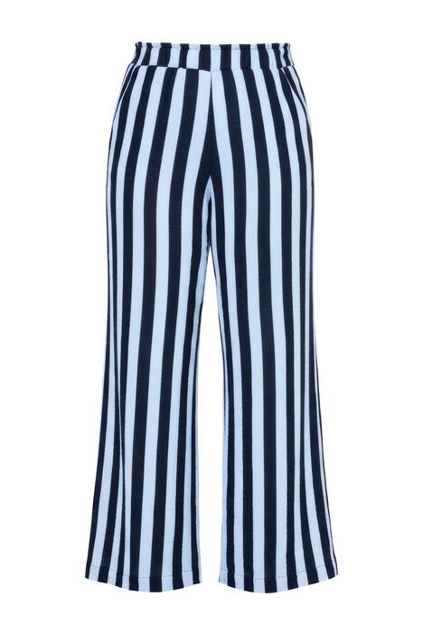 Mušelínové kalhoty, široké nohavice, pruhy, elastický pas