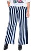 Mušelínové kalhoty, široké nohavice, pruhy, elastický pas