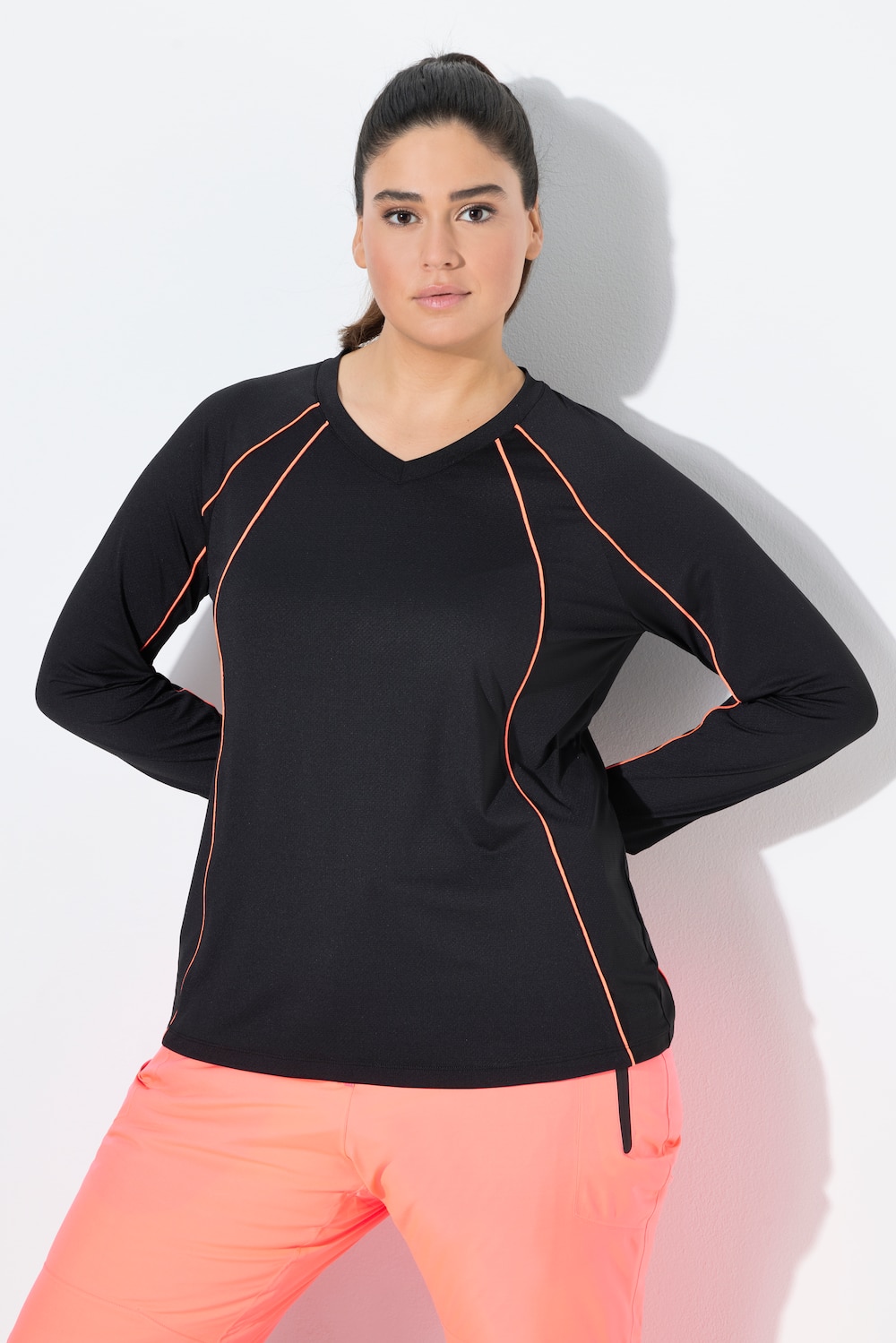 Funktionsshirt, LSF 50+, Slim, V-Ausschnitt, Langarm