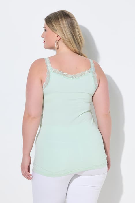 Top, ärmelloser Slim Fit, Ziernieten, Spitze