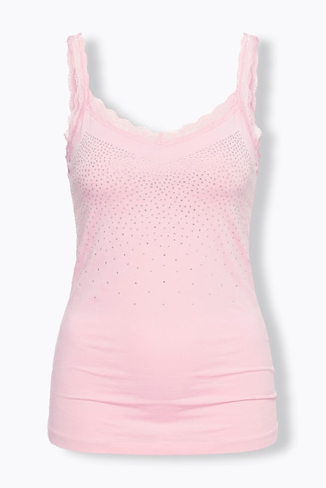 Top, ärmelloser Slim Fit, Ziernieten, Spitze