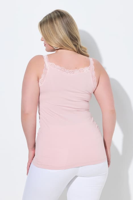 Top, ärmelloser Slim Fit, Ziernieten, Spitze