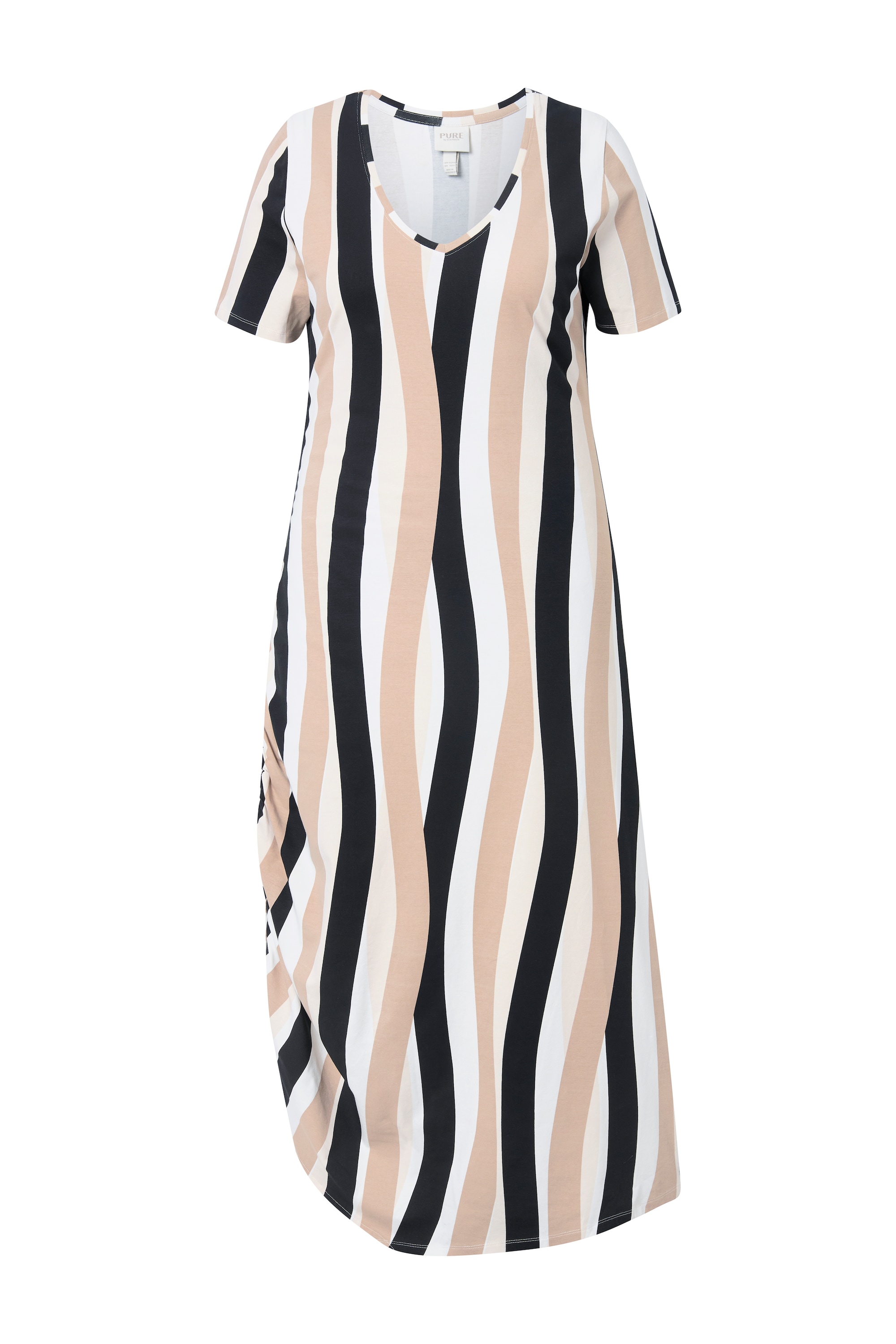 Ulla Popken Damen große Größen Maxikleid Streifen Rundhals Halbarm