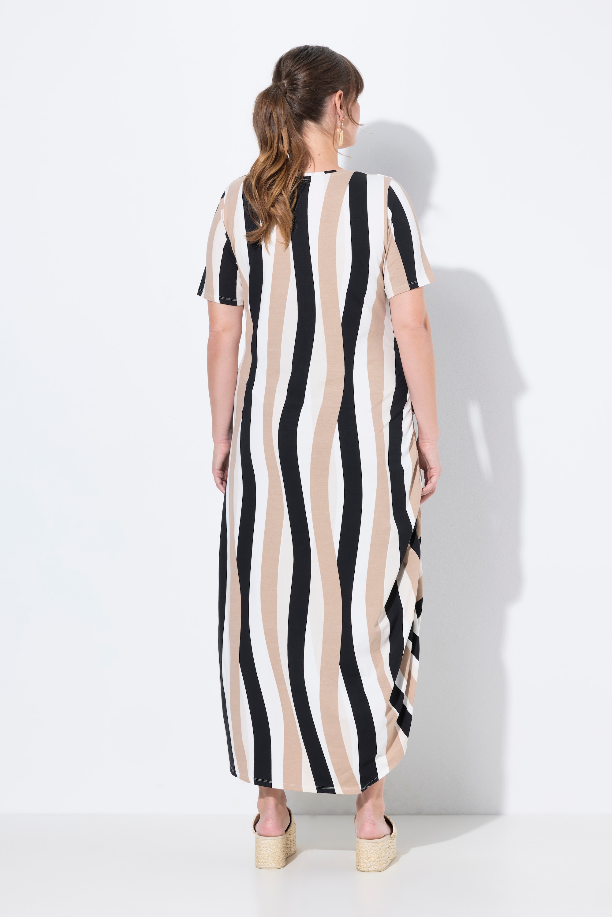 Ulla Popken Damen große Größen Maxikleid Streifen Rundhals Halbarm