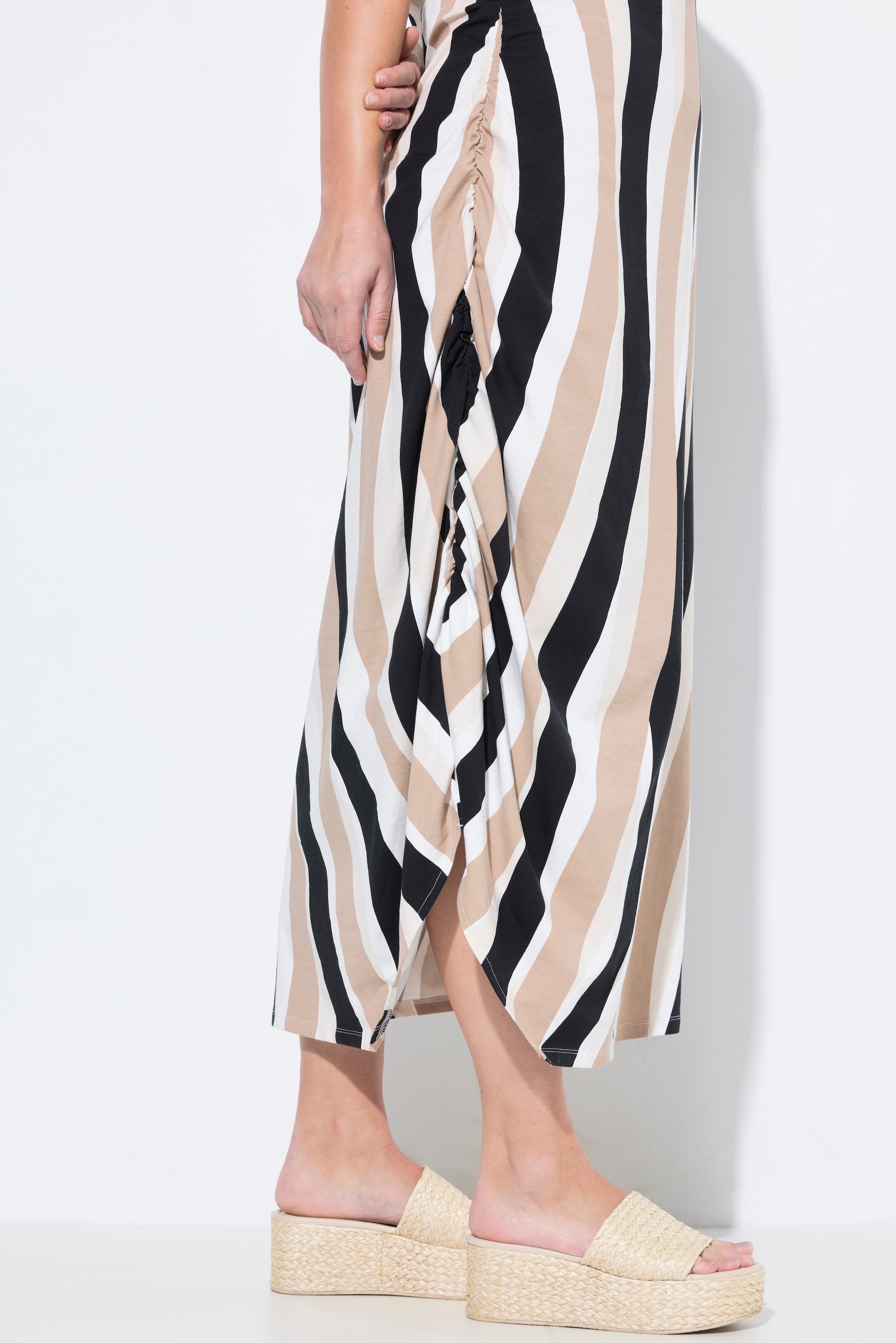 Ulla Popken Damen große Größen Maxikleid Streifen Rundhals Halbarm
