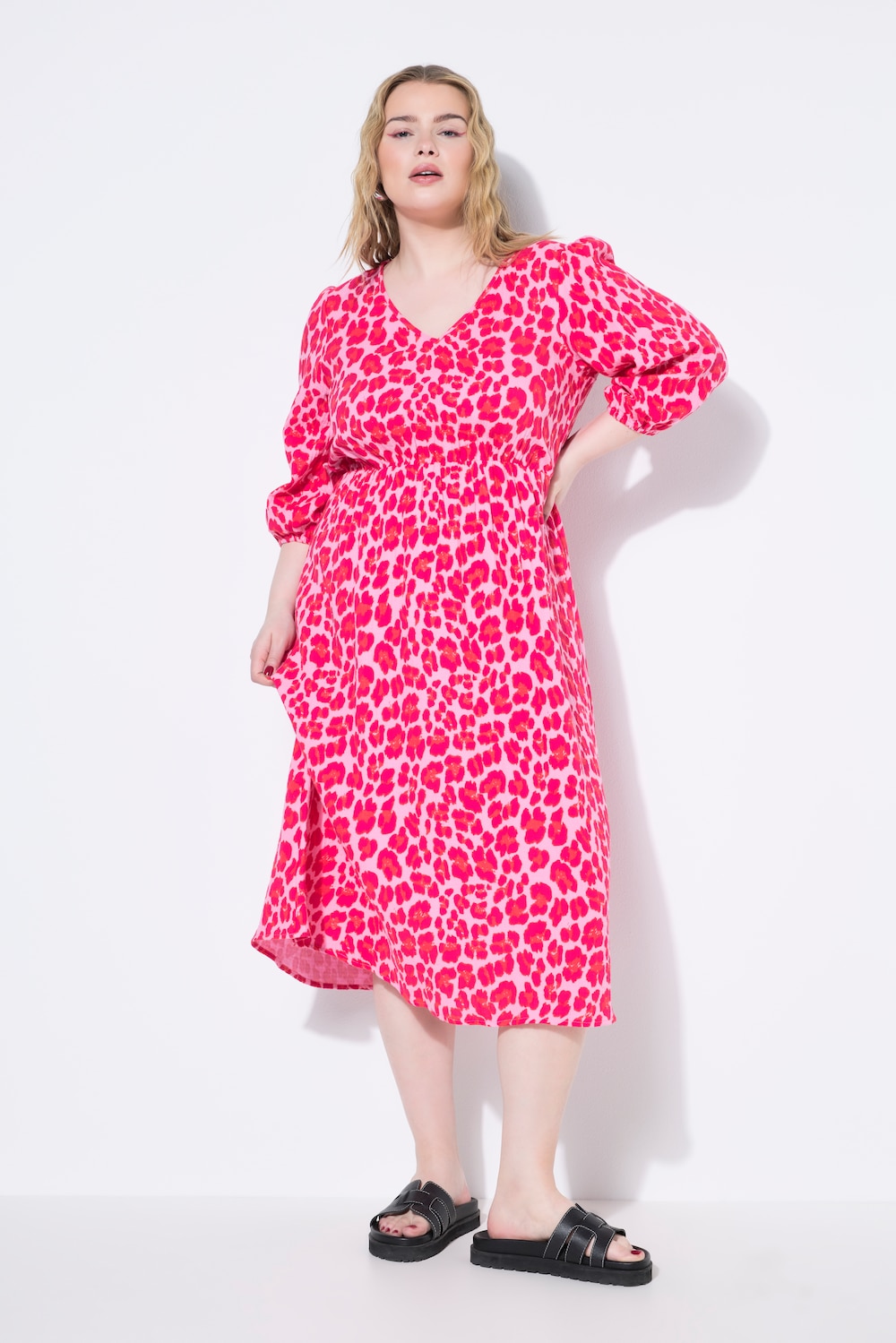 Midikleid, A-Line, Color-Leo, Puffärmel