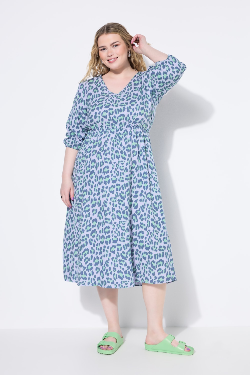 Große Größen Midikleid, Damen, lila, Größe: 50/52, Baumwolle, Studio Untold