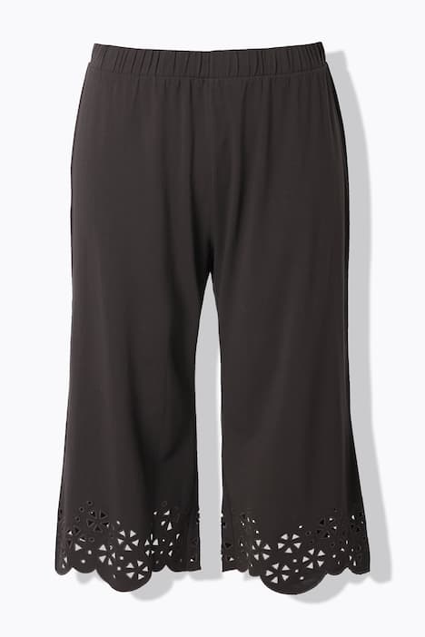 Pantalon capri, dentelle, ourlet évasé, coton bio