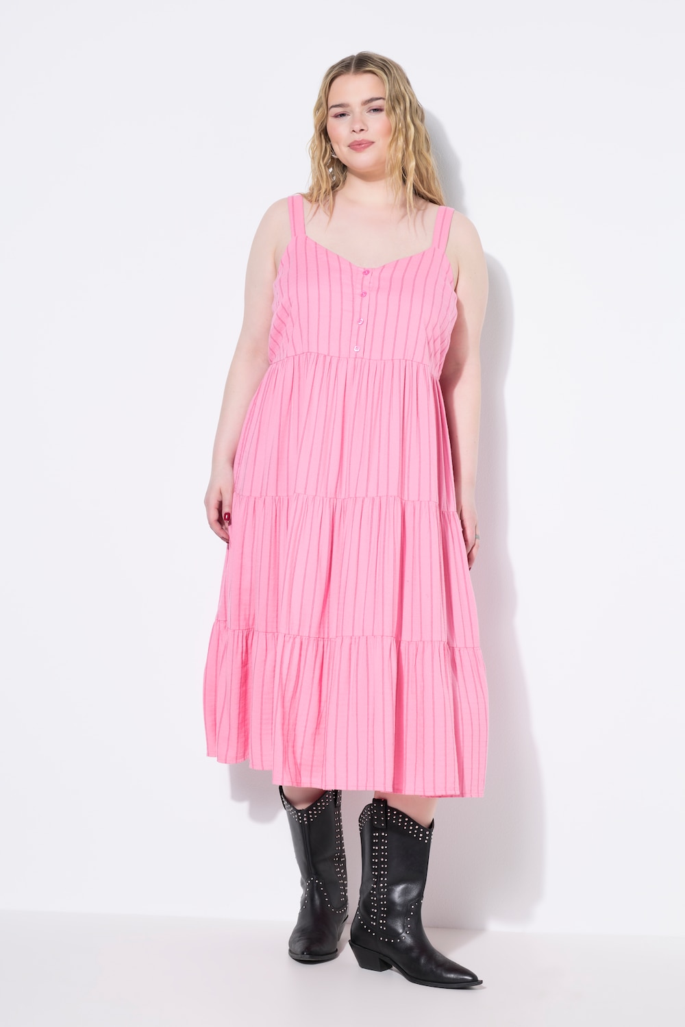 Große Größen Midikleid, Damen, rosa, Größe: 54/56, Viskose/Baumwolle, Studio Untold