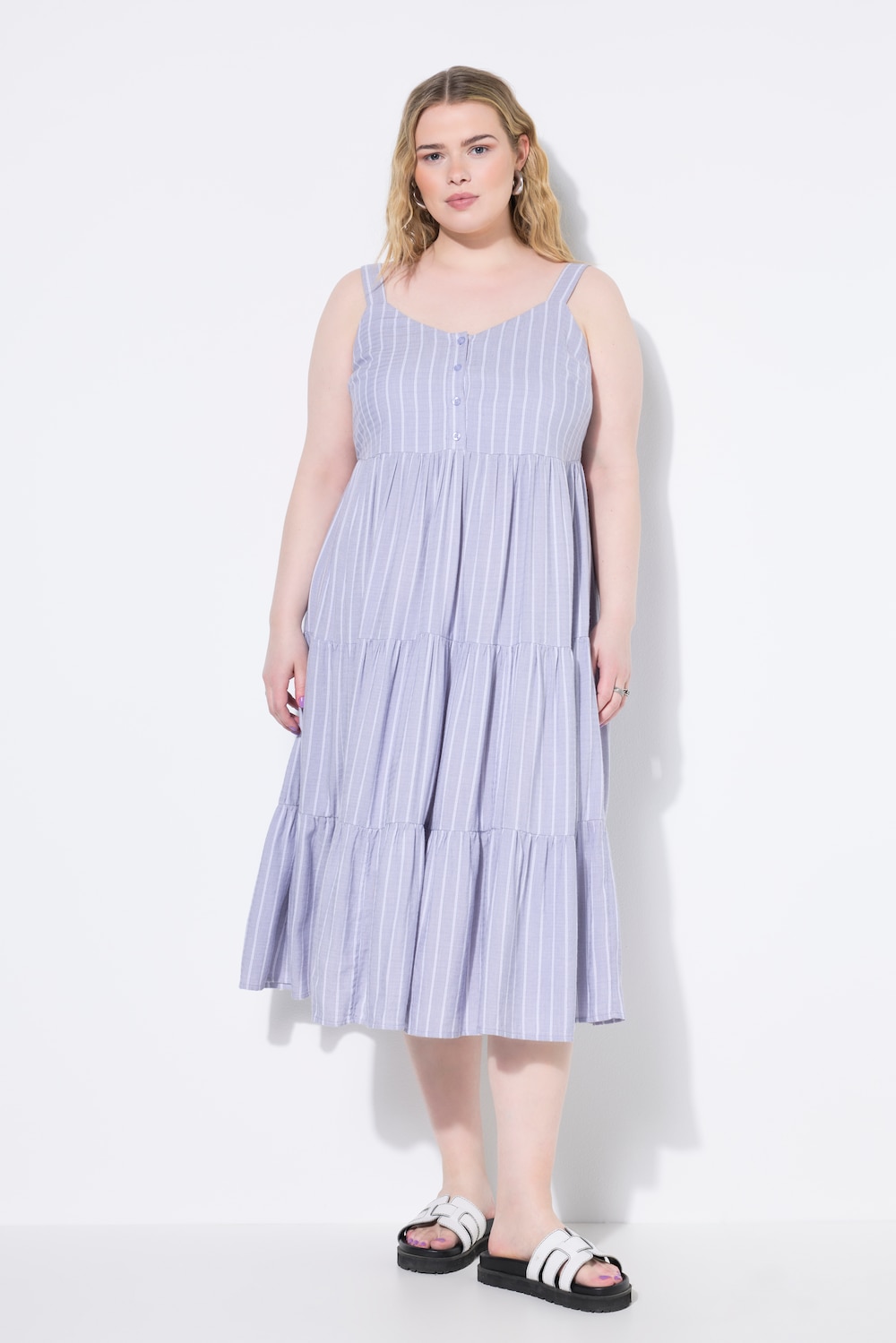 Große Größen Midikleid, Damen, lila, Größe: 46/48, Viskose/Baumwolle, Studio Untold