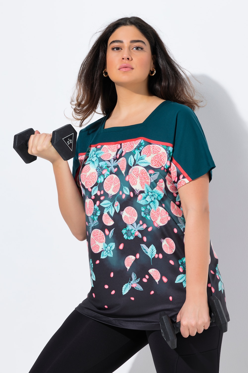 Funktionsshirt, Oversized, Carré-Ausschnitt, Halbarm