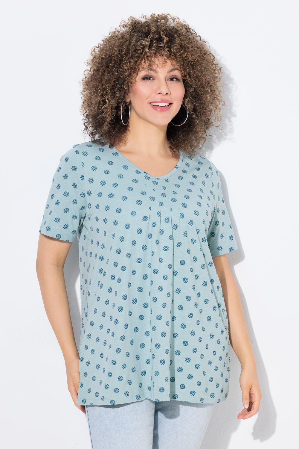Große Größen T-Shirt, Damen, türkis, Größe: 42/44, Baumwolle, Ulla Popken