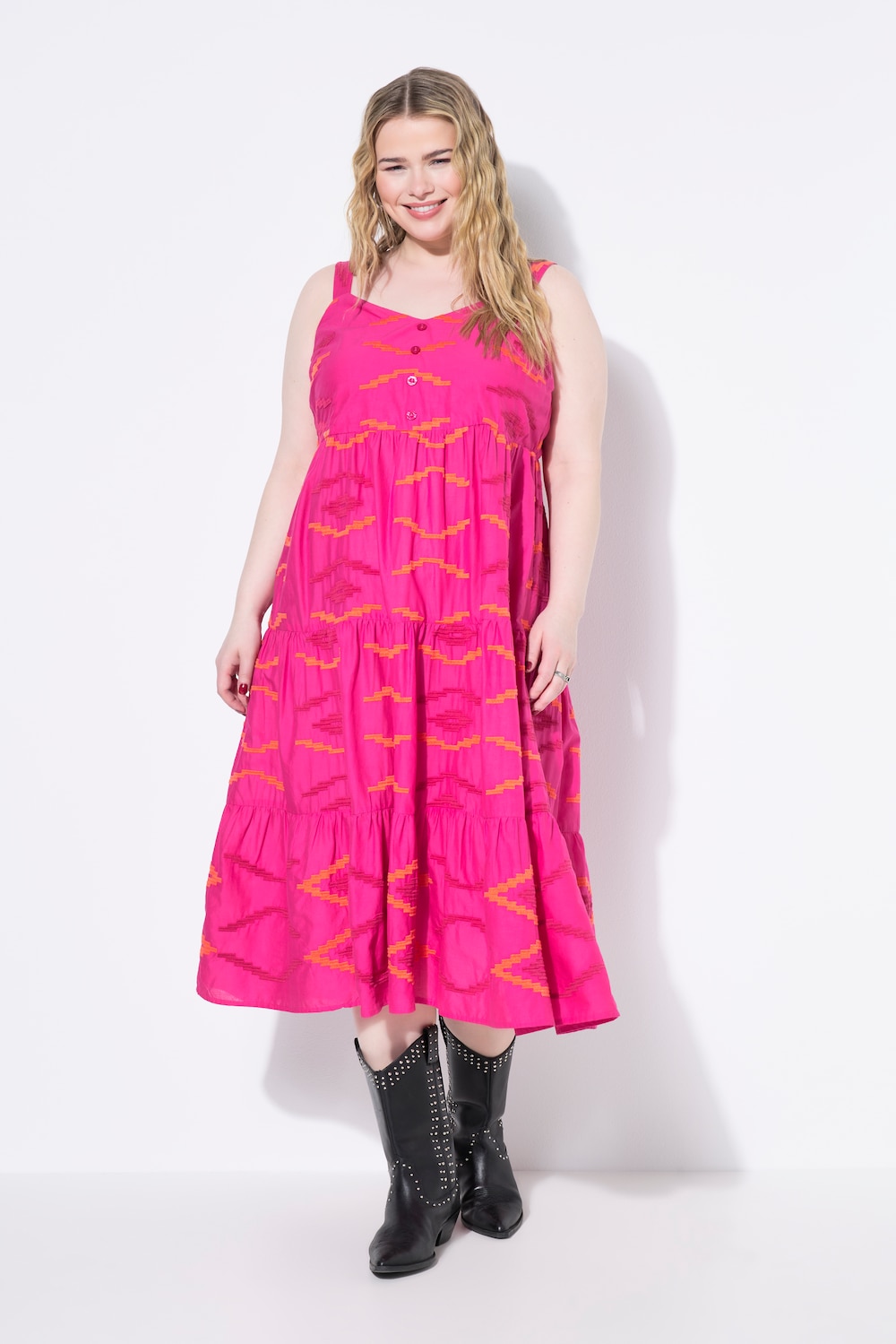 Große Größen Midikleid, Damen, rosa, Größe: 54/56, Baumwolle, Studio Untold