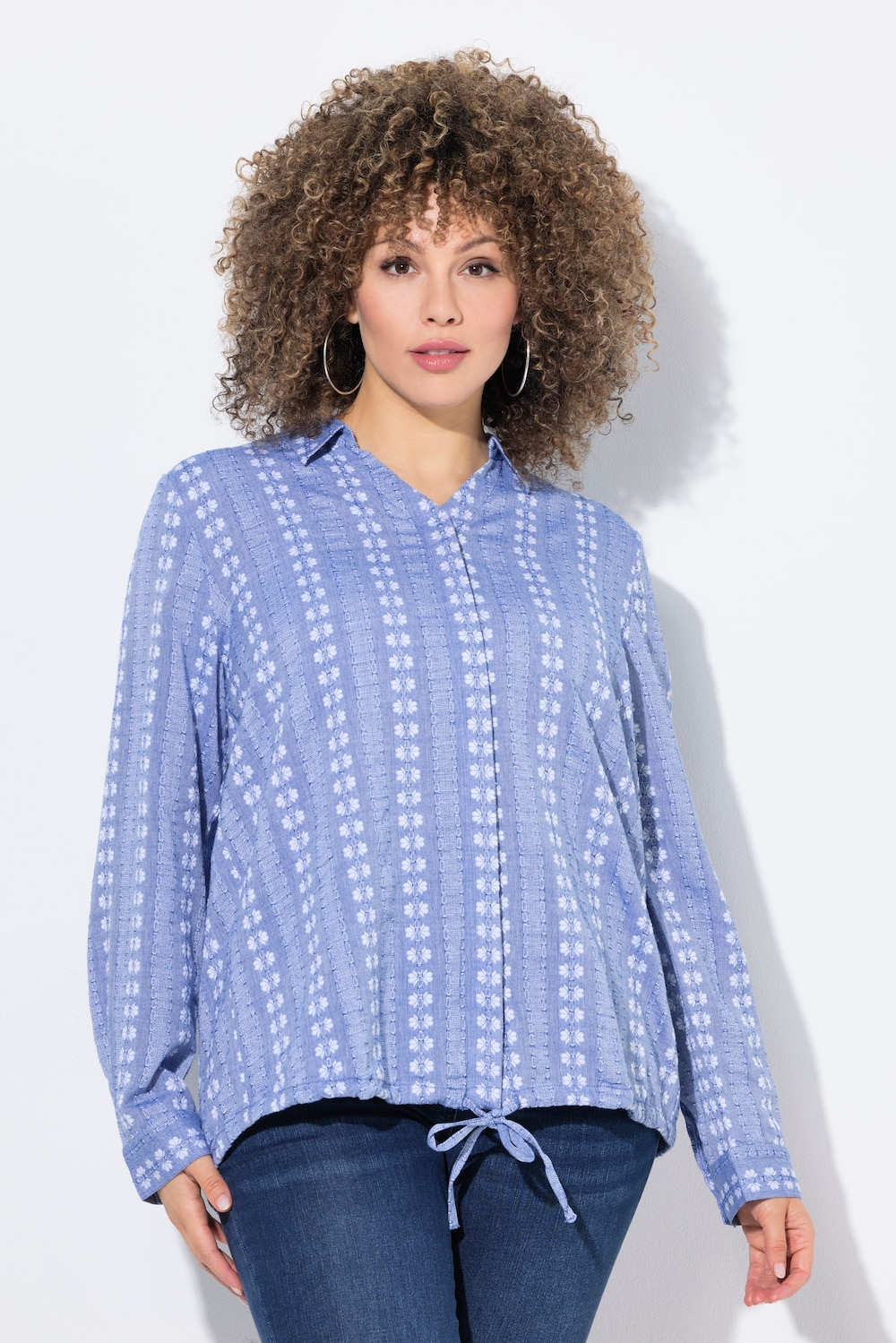 Große Größen Hemdbluse, Damen, blau, Größe: 54/56, Baumwolle, Ulla Popken