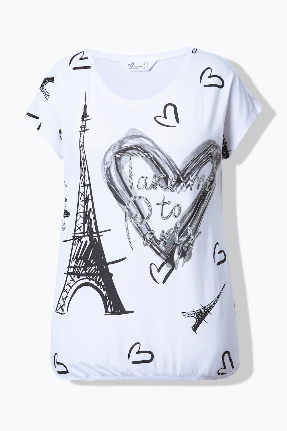 Stora storlekar T-shirt, Dam, vit, storlek: 52, Viskos, Mia Moda