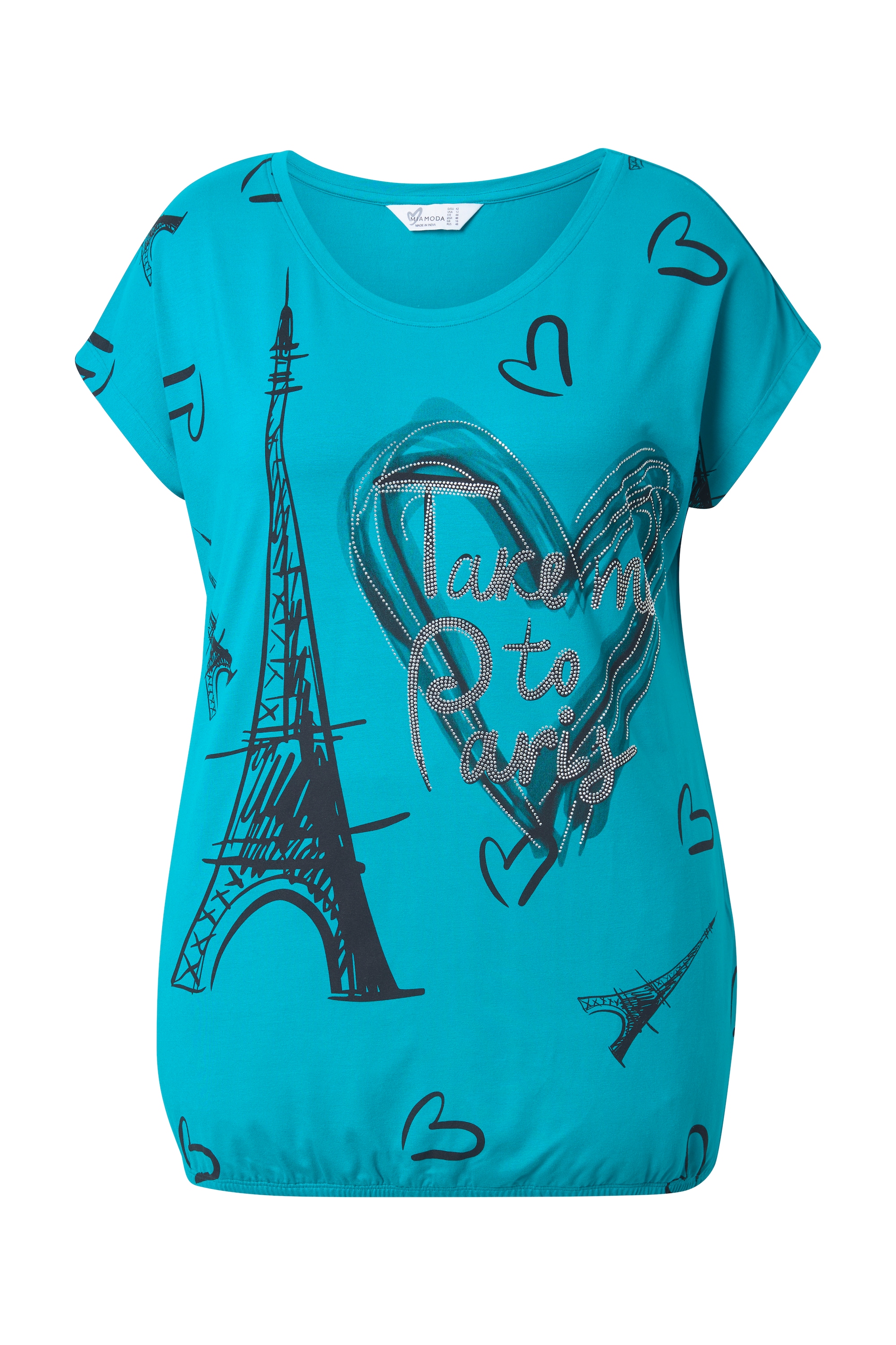MIAMODA Damen große Größen T Shirt Komfort Fit Paris Herz Druck