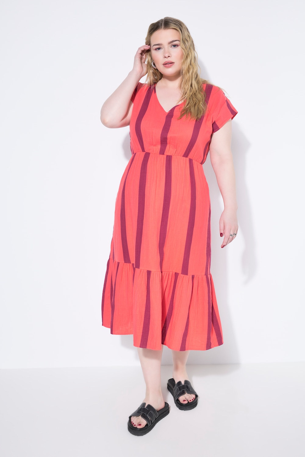 Große Größen Midikleid, Damen, rot, Größe: 42/44, Baumwolle, Studio Untold