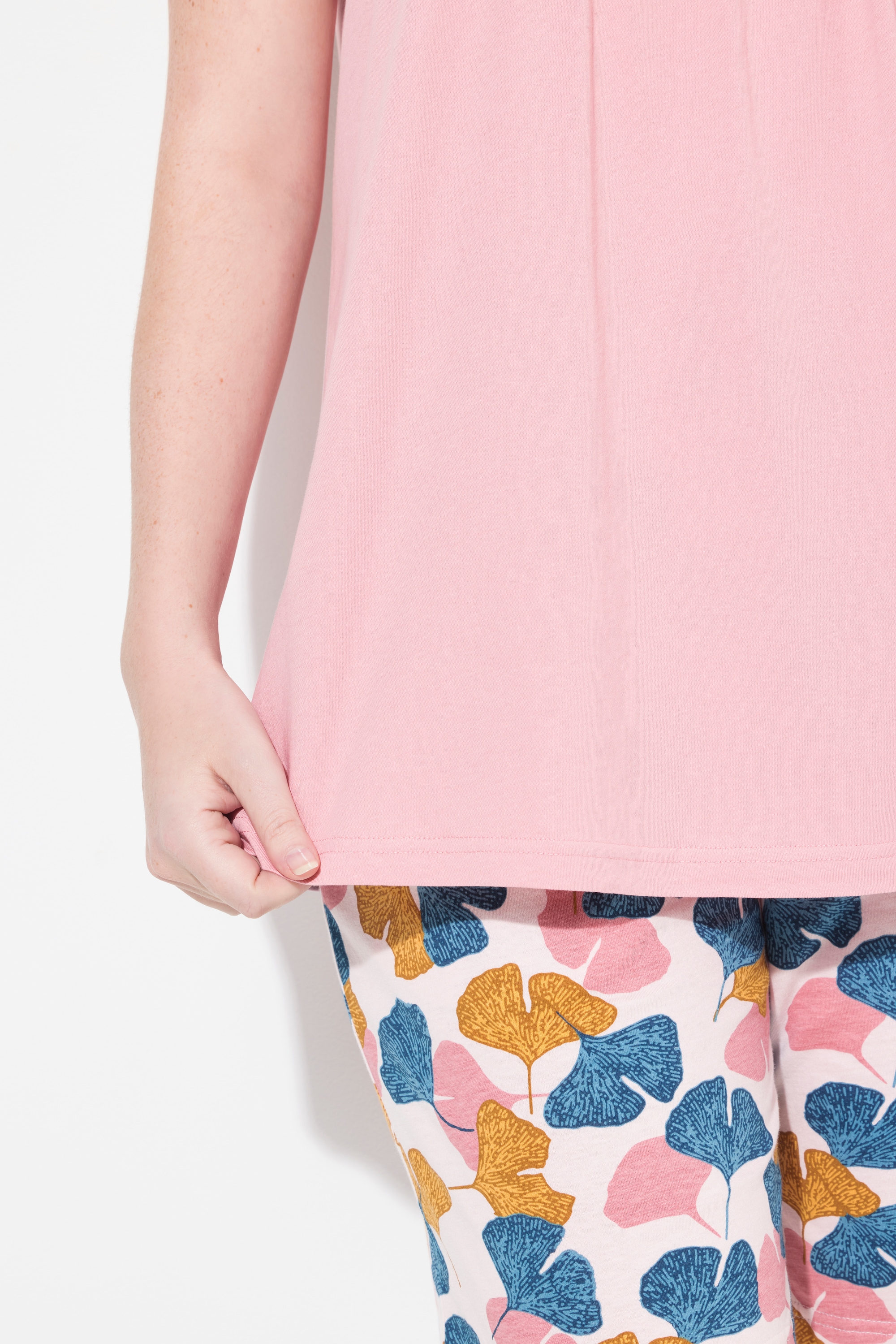 Ulla Popken Damen große Größen Pyjama Top Biesen Rundhals ärmellos