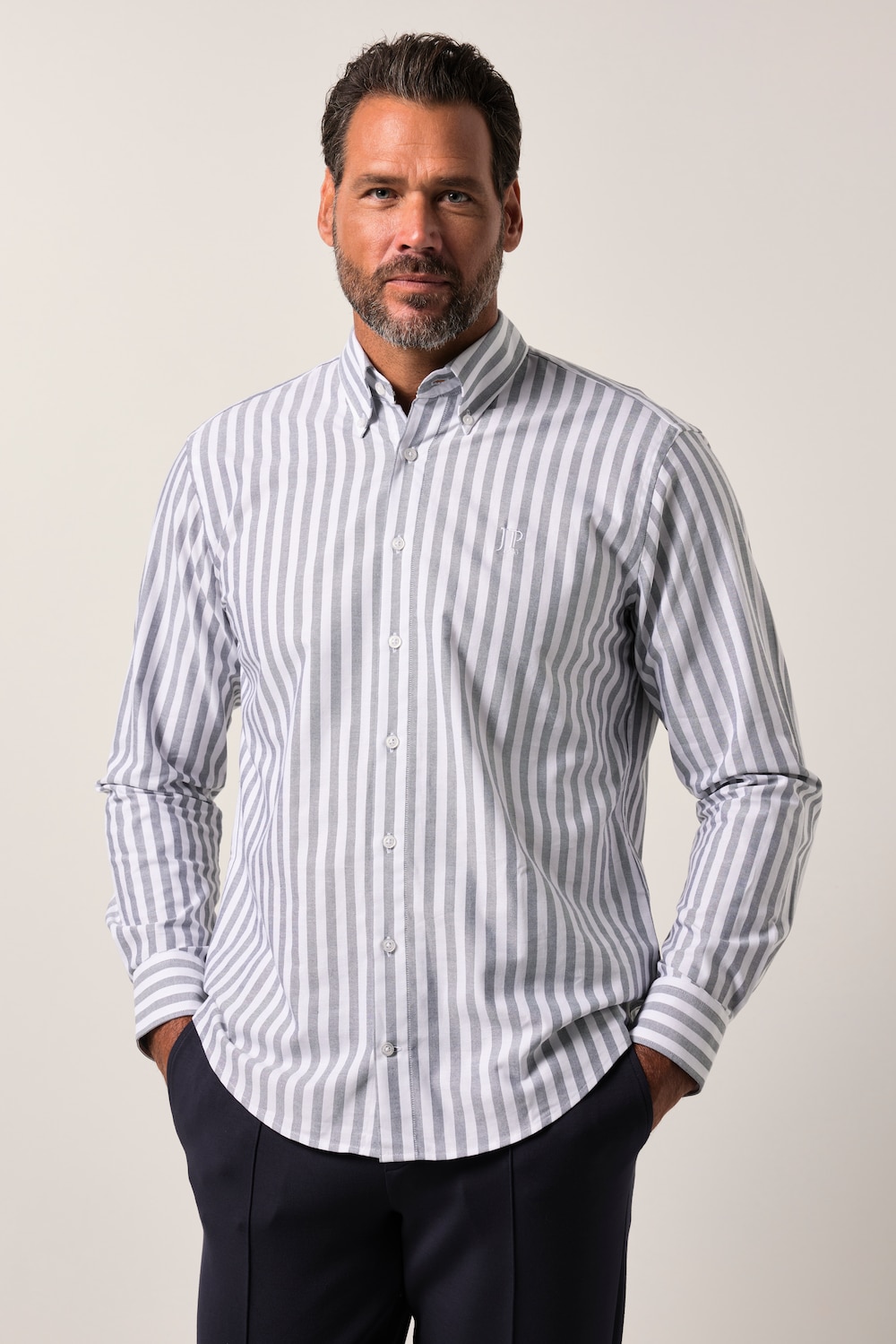 JP1880 Oxford-Hemd, Langarm, Buttondown-Kragen, Modern Fit, bis 8 XL