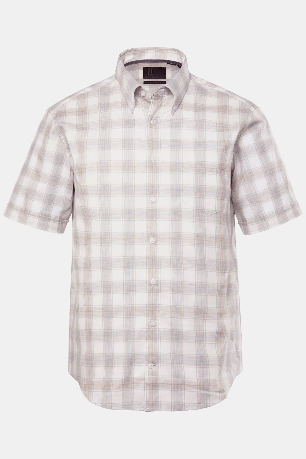 JP1880 Karo-Flanellhemd, Halbarm, Buttondown-Kragen, Modern Fit, bis 8 XL