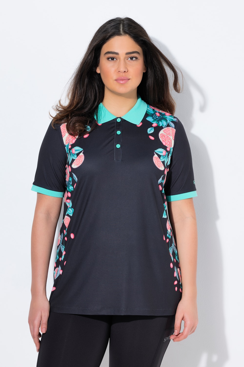 Große Größen Funktions-Poloshirt, Damen, schwarz, Größe: 42/44, Ulla Popken