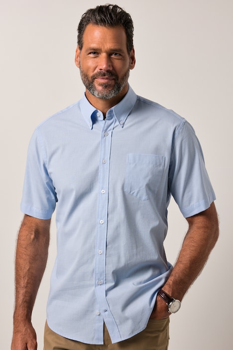 Camicia JP1880 dalla vestibilità moderna con mezze maniche e colletto button-down, disponibile fino alla tg. 8XL