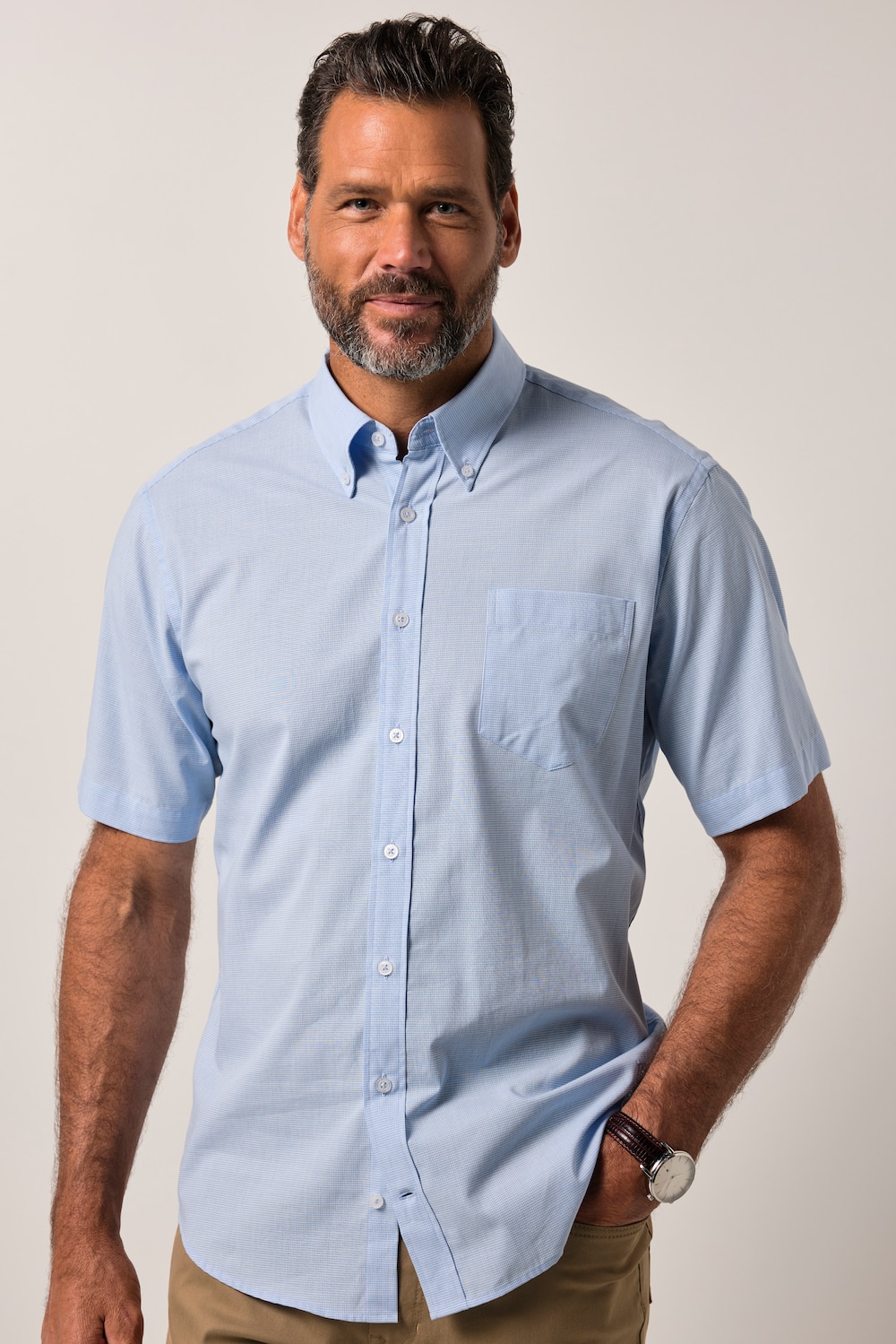 JP1880 Hemd, Halbarm, Buttondown-Kragen, Modern Fit, bis 8 XL