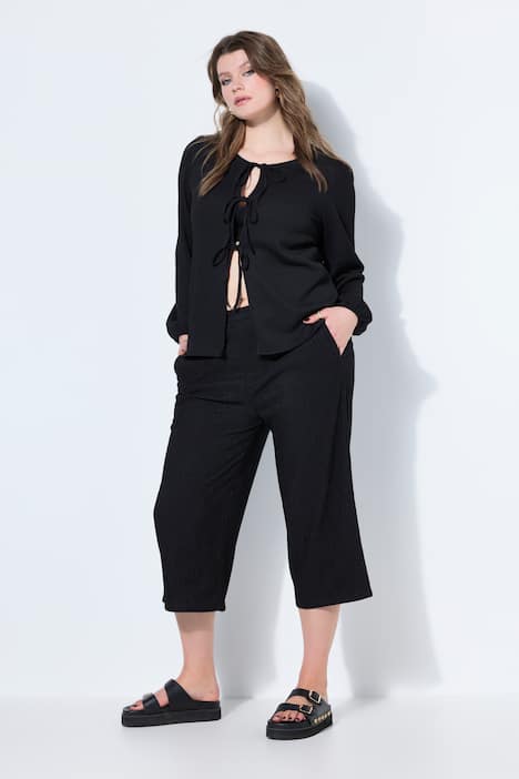 Culotte, Wide Legs, Jersey mit Struktur