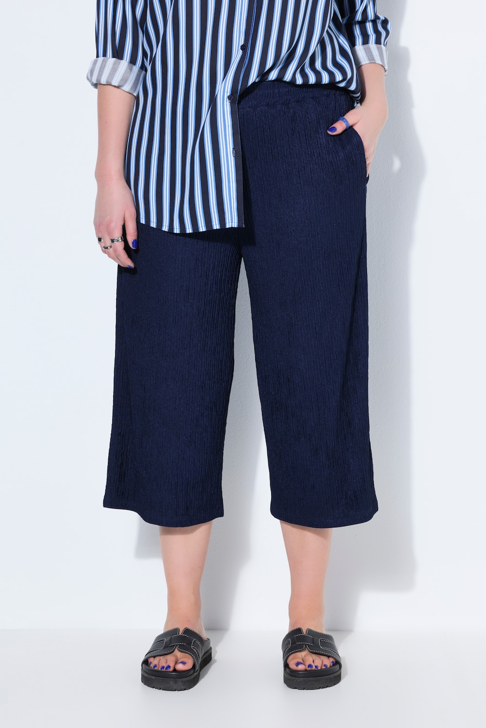 Culotte, Wide Legs, Jersey mit Struktur