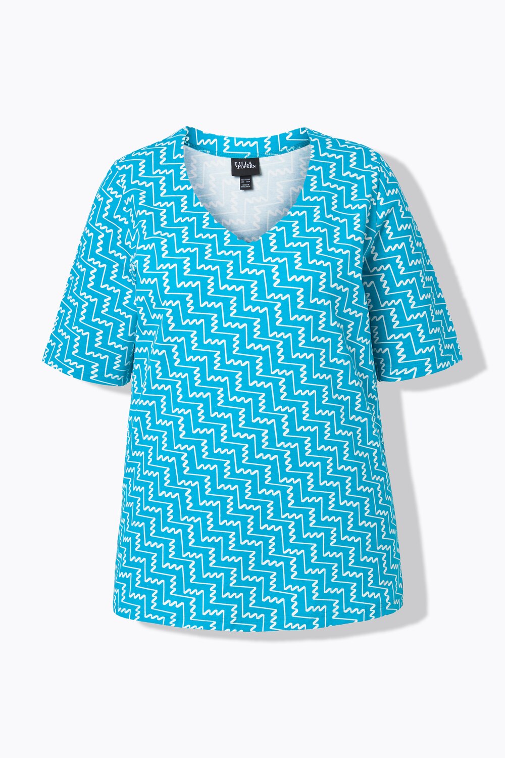 Stora storlekar T-shirt, Dam, turkos, storlek: 62/64, Bomull, Ulla Popken