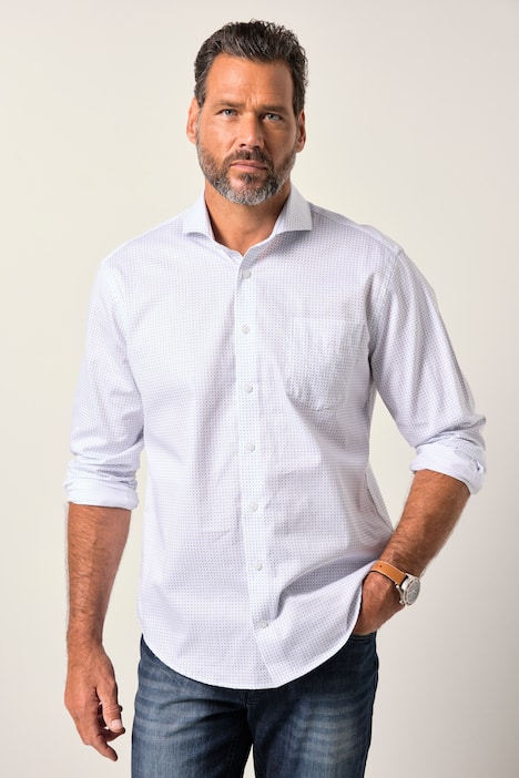 Camicia da ufficio JP1880 dalla vestibilità moderna con fantasia minimalista, maniche lunghe e colletto francese, disponibile fino alla tg. 8XL