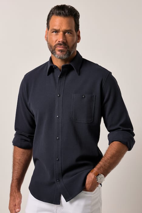 JP1880 piqué shirt, long sleeve, Kent collar, modern fit, up to 8 XL