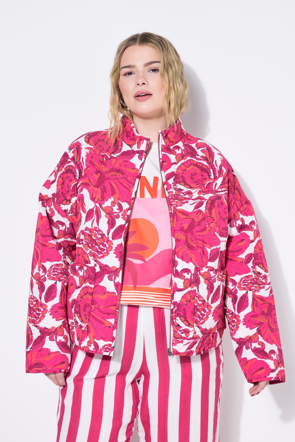 Steppjacke, oversized, Alloverdruck