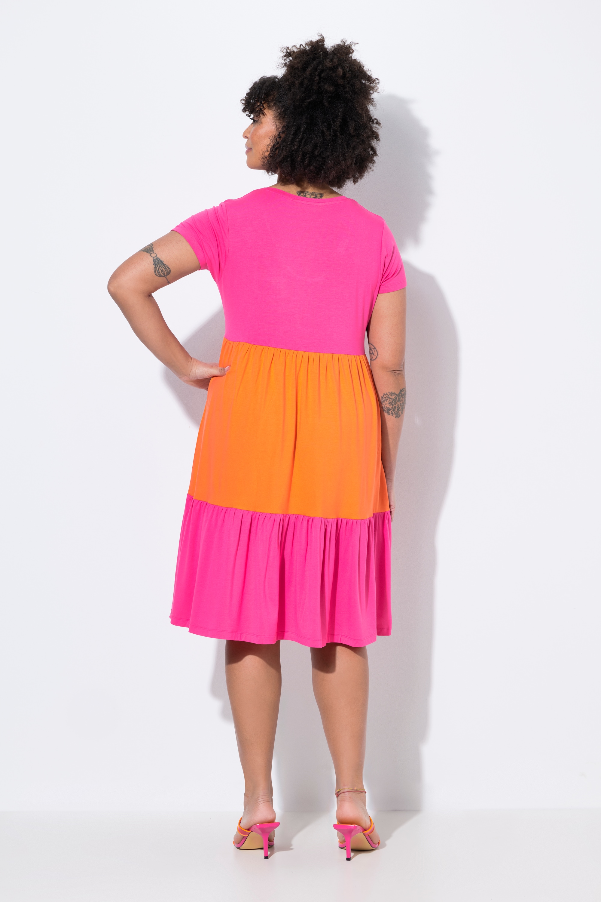 MIAMODA Damen große Größen Jerseykleid bequeme Passform Colorblocking