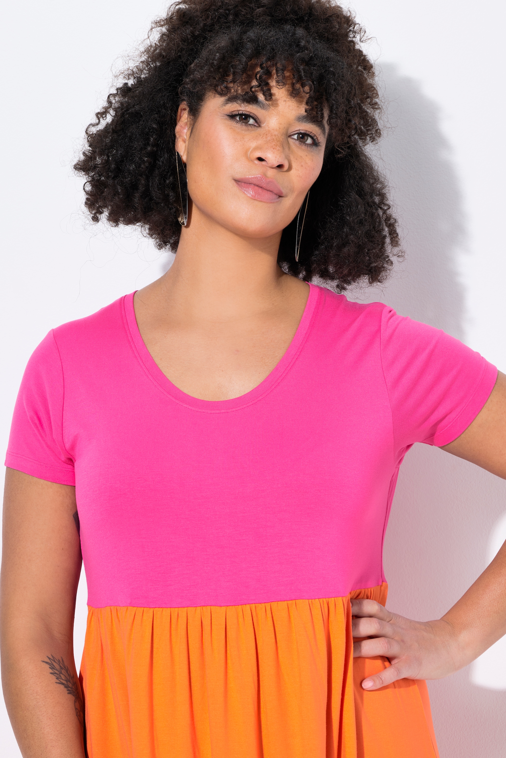 MIAMODA Damen große Größen Jerseykleid bequeme Passform Colorblocking