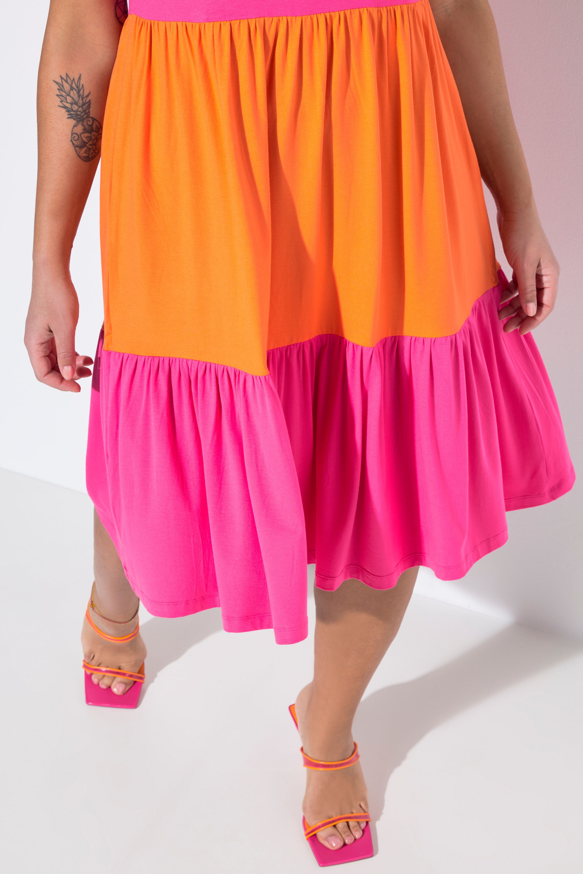 MIAMODA Damen große Größen Jerseykleid bequeme Passform Colorblocking