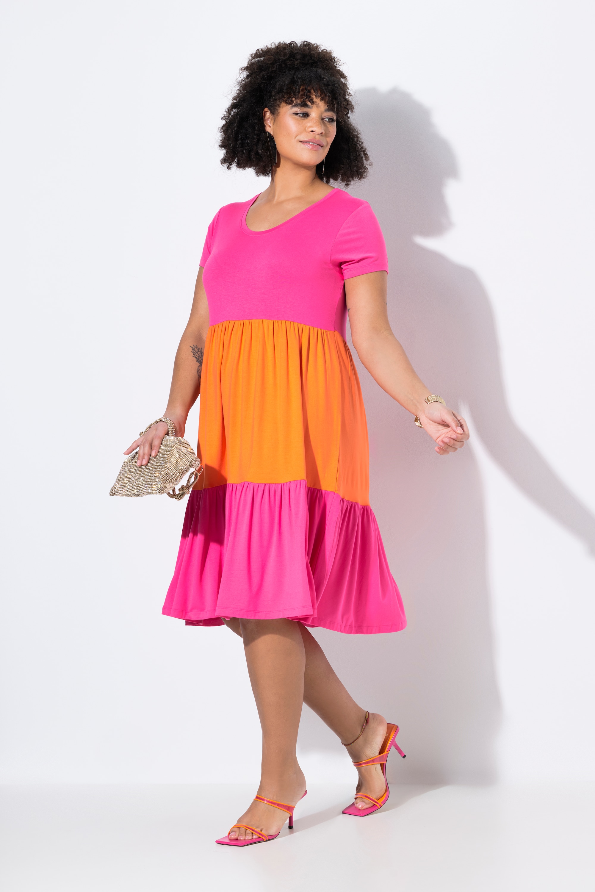 MIAMODA Damen große Größen Jerseykleid bequeme Passform Colorblocking
