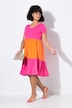 Vestido de jersey, ajuste cómodo, color blocking, volantes