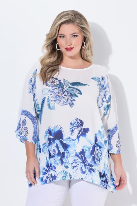 Blusenshirt, Allovermuster mit Glitzersteinchen