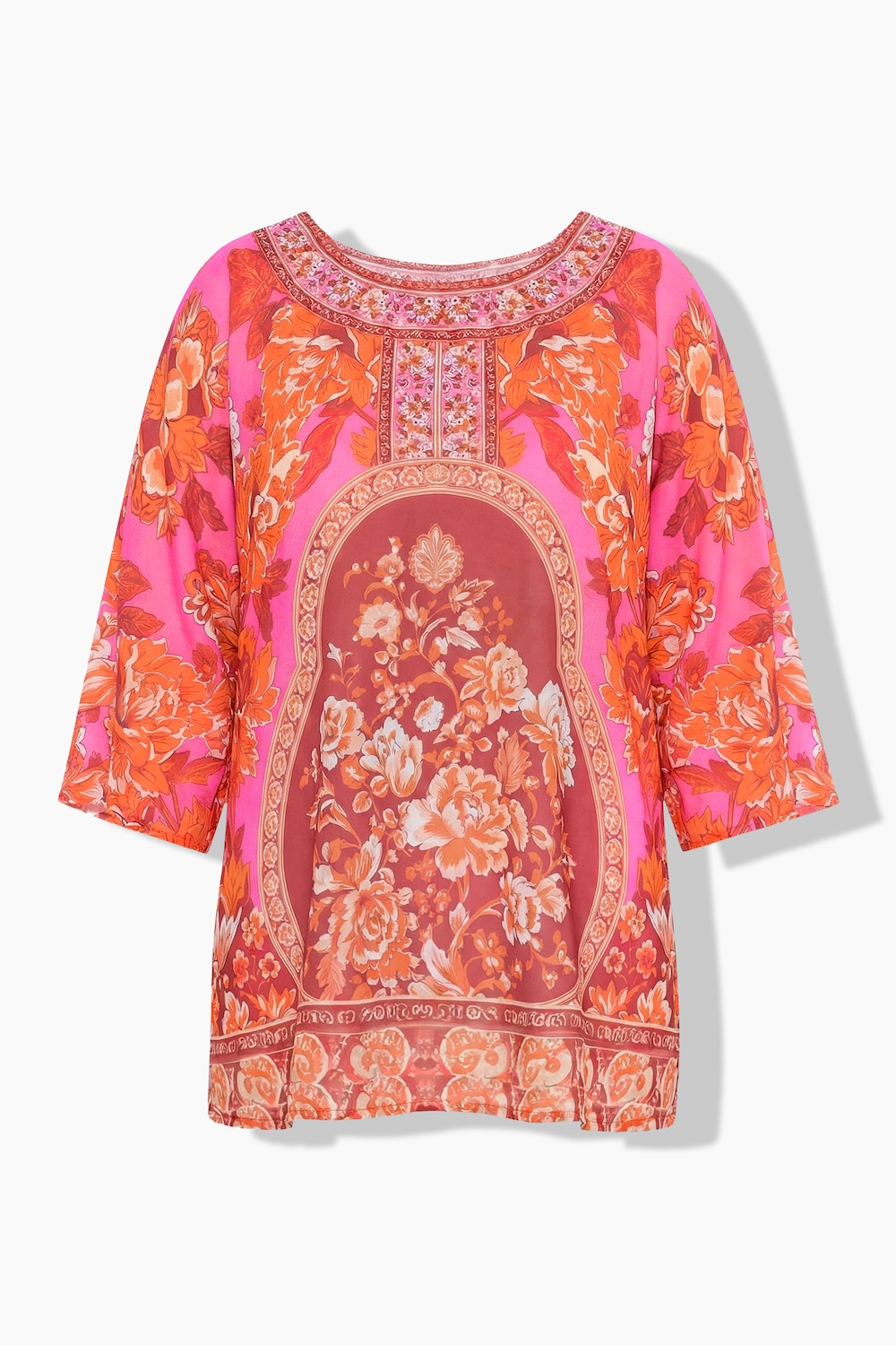 Stora storlekar Vävd topp, Dam, röd, storlek: 60, Polyester, Mia Moda