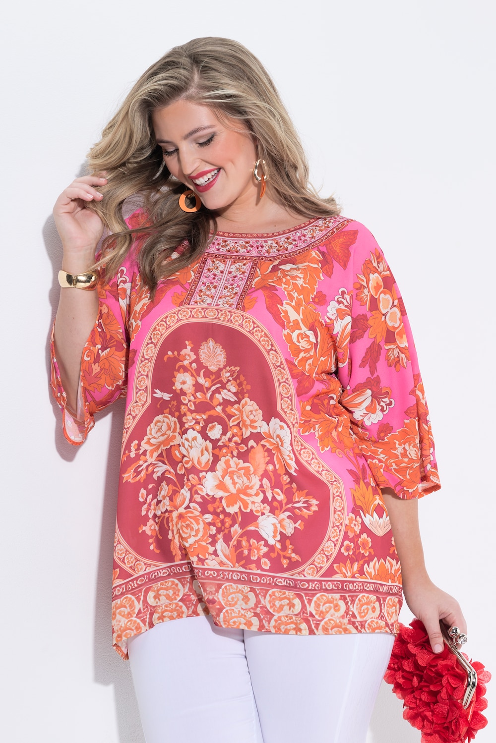 Bluseskjorte, heldekkende mønster med rhinestones