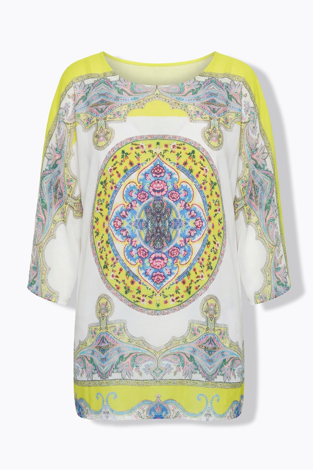 Stora storlekar Vävd topp, Dam, gul, storlek: 56, Polyester, Mia Moda