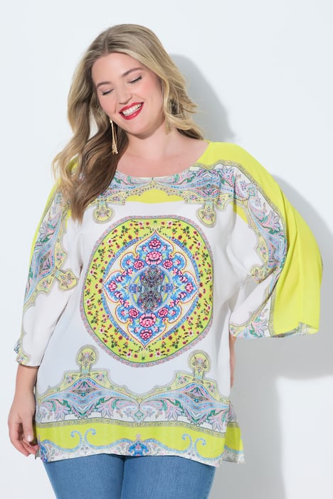 Blusenshirt, Allovermuster mit Glitzersteinchen