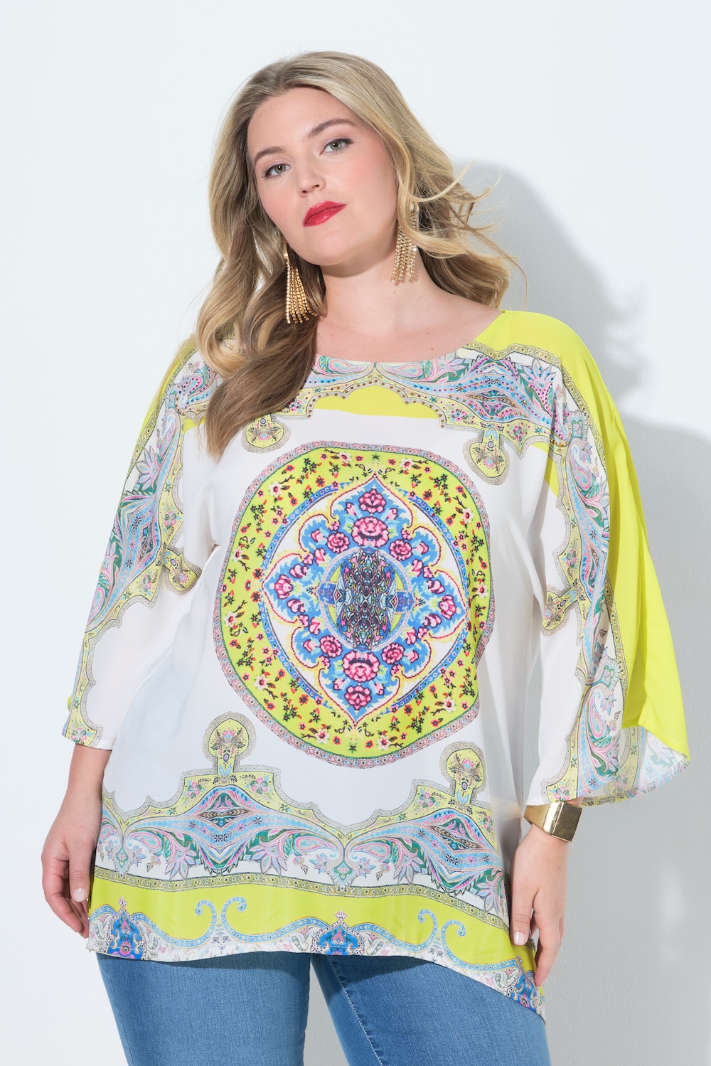 Blusenshirt, Allovermuster mit Glitzersteinchen